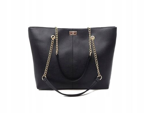 Czarna Damska Skórzana Pojemna Torba A4 Torebka na Arena.pl