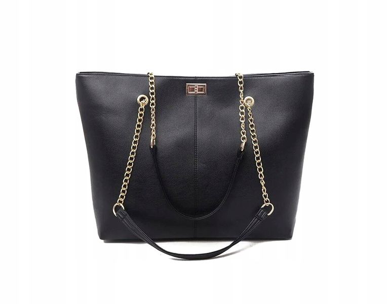 Czarna Damska Skórzana Pojemna Torba A4 Torebka zdjęcie 14