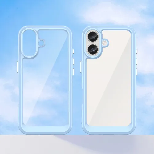 etui outer space case z żelową ramką do iphone 16 - niebieskie na Arena.pl