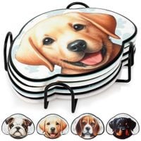 Podstawki pod kubek w stojaku pies 4 szt.