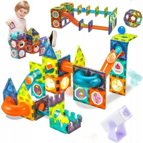 KLOCKI MAGNETYCZNE 3D Konstrukcyjne Magnetic TOR KULKOWY ŚWIECĄCY 75 el. na Arena.pl