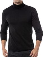 Męski Sweter z Golfem Dopasowany Czarny Długi Rękaw Rozmiar M