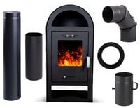 PIEC koza KOMINEK WOLNOSTOJĄCY STALOWY 7,5 kW + akcesoria przyłączeniowe