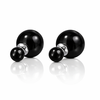 kolczyki kule triball podwójne sztyft błysk czarne k69cz