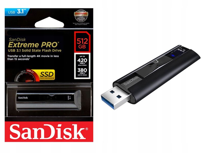 Pendrive Sandisk 512GB Extreme Pro (USB 3.1) zdjęcie 6
