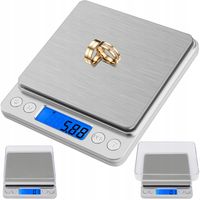 Waga Kuchenna Elektroniczna Precyzyjna LCD 2000g 2kg 0,1g z Misą x2 Cyfrowa