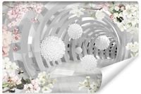 Fototapeta Do Sypialni TUNEL Kwiaty Kule Abstrakcja Efekt 3D 360cm x 240cm