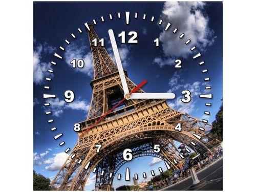 30X30CM OBRAZ ZEGAR PARIS EIFFEL TOWER WIEŻA OBRAZ MALOWANE na Arena.pl