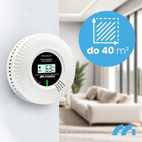 CZUJNIK CZADU I DYMU DETEKTOR TLENKU WĘGLA CERTYFIKOWANY ALARM 2w1 LCD na Arena.pl