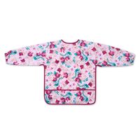 BABYONO Wodoodporny śliniak z długim rękawem i zapięciem na rzep FLORAL