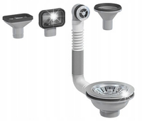 PREVEX ZESTAW LUX ODPŁYWOWO-PRZELEWOWY DO ZLEWU SITKO 90 mm + 4 KOŃCÓWKI