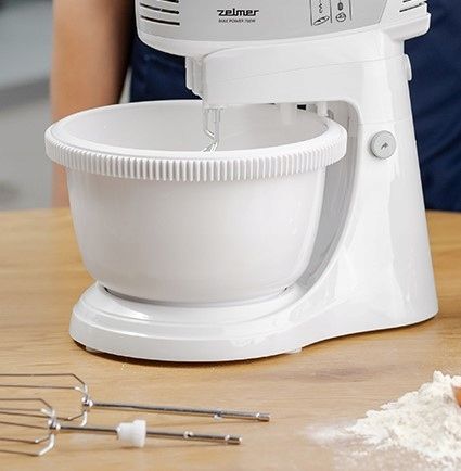 MIKSER RĘCZNY ZHM 2459S Z MISĄ 700W BIAŁY 4 KOŃCÓWKI ROBOT KUCHENNY na Arena.pl