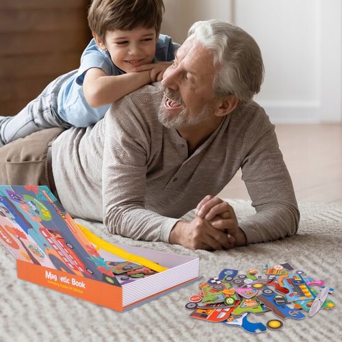 UKŁADANKA MAGNETYCZNA KSIĄŻECZKA PUZZLE POJAZDY 12 NA MAGNES 65 ELEMENTÓW na Arena.pl