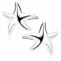 DELIKATNE RODOWANE SREBRNE KOLCZYKI GŁADKIE WYPUKŁE ROZGWIAZDY POŁYSK