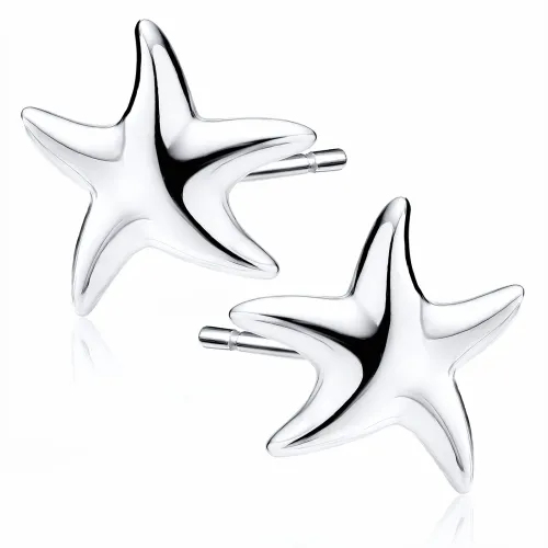 DELIKATNE RODOWANE SREBRNE KOLCZYKI GŁADKIE WYPUKŁE ROZGWIAZDY POŁYSK na Arena.pl