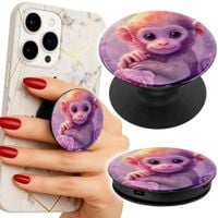 Uchwyt do telefonu Popsocket na palce/stojak SŁODKA MAŁPA NA RÓŻOWYM TLE
