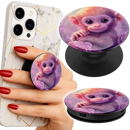 Uchwyt do telefonu Popsocket na palce/stojak SŁODKA MAŁPA NA RÓŻOWYM TLE na Arena.pl