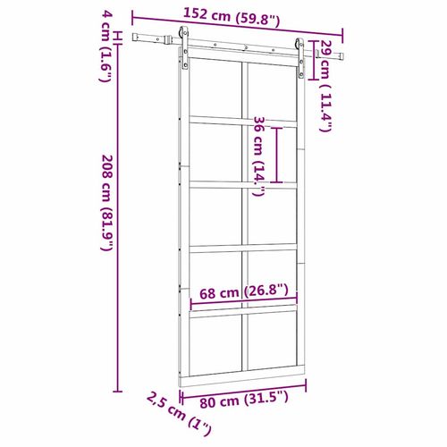Drzwi przesuwne Brązowy 80 x 208 cm Lite drewno sosnowe na Arena.pl