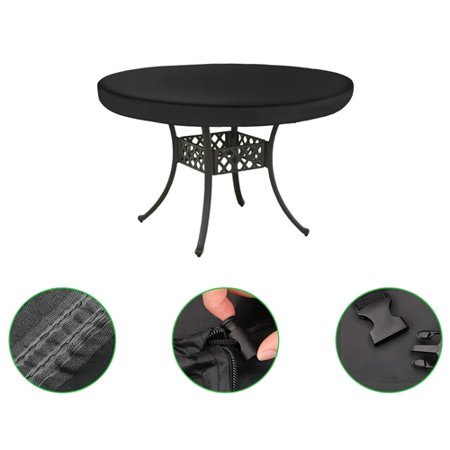 Pokrowiec Ochronny na Okrągły Stół Ogrodowy Wodoodporny 106x10 cm Czarny na Arena.pl