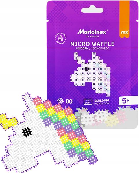 Micro waffle 80 elementów jednorożec, Marioinex, obraz, puzzle zdjęcie 1