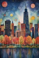 Plakat 67,5x100cm Panorama Malowniczego Miasta