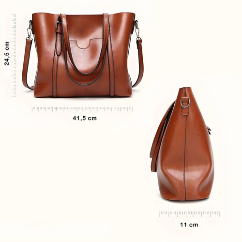 POJEMNA DAMSKA TORBA TOREBKA EKO-SKÓRZANA NA RAMIĘ BRĄZOWA POJEMNA+PASEK na Arena.pl