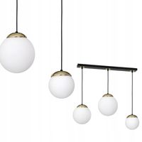 Lampa sufitowa wisząca kuliste klosze czarny złoty