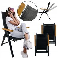 LUKSUSOWE REGULOWANE KRZESŁO OGRODOWE ALUMINIUM MADERA 2X CZARNE