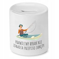 Skarbonka Dla Wędkarza Prawdziwy Rybak Nie Zdradza Z Nadrukiem Ze Zdjęciem
