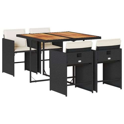 5-cz. zestaw mebli ogrodowych z poduszkami, czarny, polirattan na Arena.pl