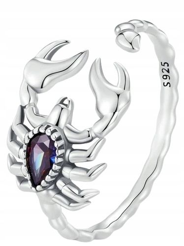 Srebrny pierścionek SKORPION cyrkonie regulowany s925 +pudełko na Arena.pl