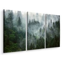 Obraz 3-częściowy Do Salonu LAS WE MGLE Krajobraz Natura 120cm x 80cm