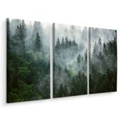 Obraz 3-częściowy Do Salonu LAS WE MGLE Krajobraz Natura 120cm x 80cm