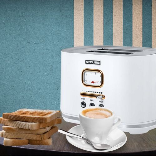 TOSTER OPIEKACZ RETRO 1000W NA 2 TOSTY BIAŁY/ZŁOTE ELEMENTY MUSE MS-130W na Arena.pl