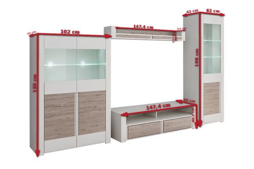 MEBLOŚCIANKA ALVO  ANDERSEN WHITE PINE & BEIGE na Arena.pl