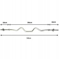 Gryf mocno łamany sztanga 120cm 28mm stalowy
