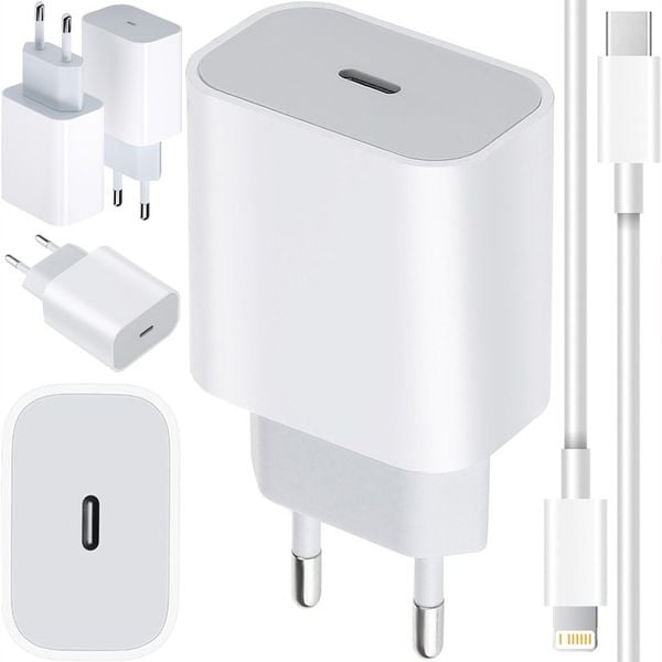 SZYBKA ŁADOWARKA DO IPHONE KOSTKA 20W + KABEL 1M / USB-C - IPHONE LIGHTING zdjęcie 3