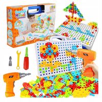 ZESTAW KLOCKI KONSTRUKCYJNE WKRĘTARKA ŚRUBKI 237el MAJSTERKOWANIE PODKŁADKI