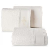 Ręcznik frotte z szeroką bordiurą ornament KLAS 50X90 kremowy