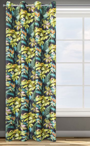 Zasłona gotowa na przelotkach LIVY 140x250 Design91 czarna w roślinny wzór zdjęcie 2