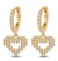 Kolczyki Srebrne Wiszące pozłacane Serca Kolczyki Srebro próby s925