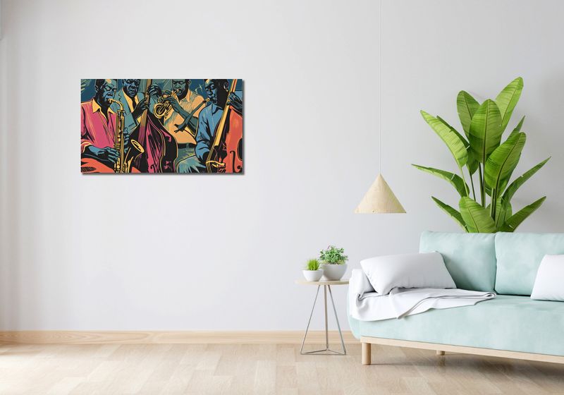 Obraz 90x50cm Jazzmani w Gazie zdjęcie 2