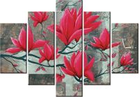 105CM 150CM ZEGAR 5 ELEM FUKSJOWA MAGNOLIA DRUK OBRAZ