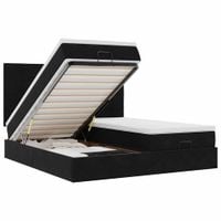 Rama łóżka otomana z materacami, czarna, 200x200 cm, aksamit