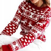 Sweter świąteczny śnieżynki renifery ciepły Boże Narodzenie na prezent