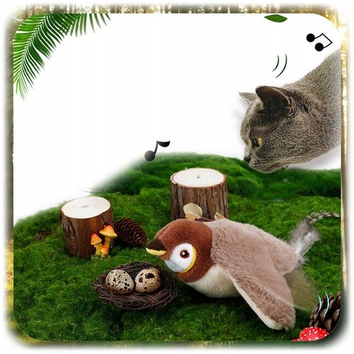 INTERAKTYWNA ZABAWKA DLA KOTA PLUSZOWY PTASZEK PTAK RUCH DŹWIĘK +KOCIMIĘTKA na Arena.pl