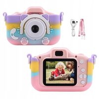 APARAT CYFROWY DLA DZIECI KAMERA HD ETUI KOTEK KONIK GRY SMYCZ TĘCZOWY