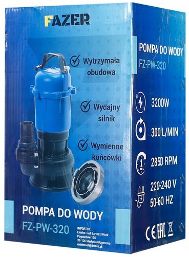 POMPA DO WODY CZYSTEJ BRUDNEJ SZAMBA Z ROZDRABNIACZEM SZLAMOWA 3200W +WĄŻ20 na Arena.pl