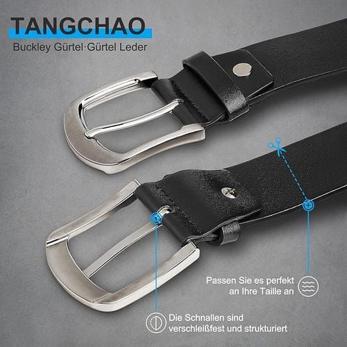 Elegancki Pasek Męski Skórzany Czarny 110cm Regulowany z Klamrą 38mm na Arena.pl