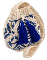 mała, słomiana torebka worek z pomponami, idealna na lato - cavaldi